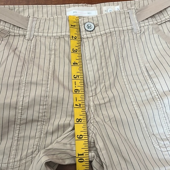 Anthropologie Hei Hei Pants Khaki Cream Pin Striped Relaxed Pockets Size 28 - Picture 9 of 15